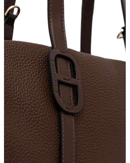 Twinset Brown Logo-Plaque Tote Bag