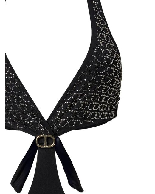 Twinset White Trikini Oval Rhinestone One-Pieces