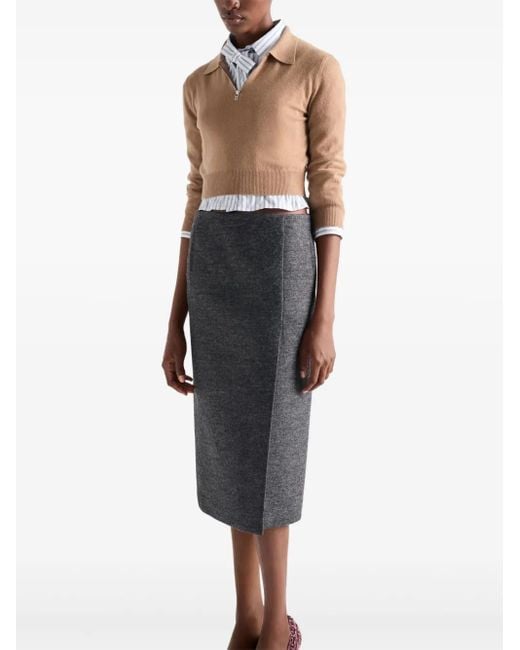 Prada Natural Cashmere Polo Sweater