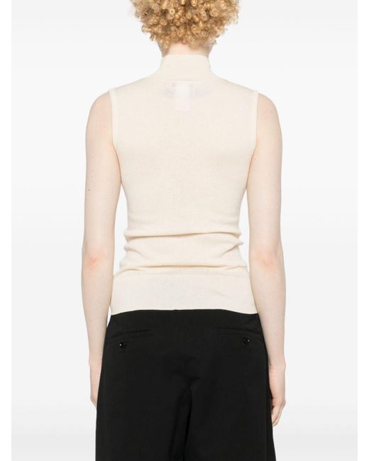 Lemaire White Mock-neck Sleeveless Knitted Top