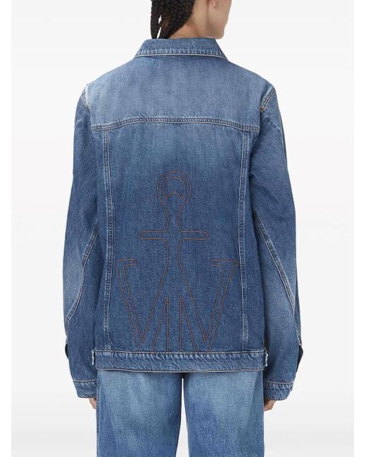 J.W. Anderson Blue Anchor-Logo Deconstructed Denim Jacket