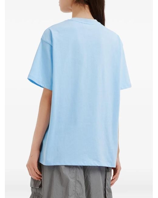 Mini Cream Blue Slogan-Print T-Shirt