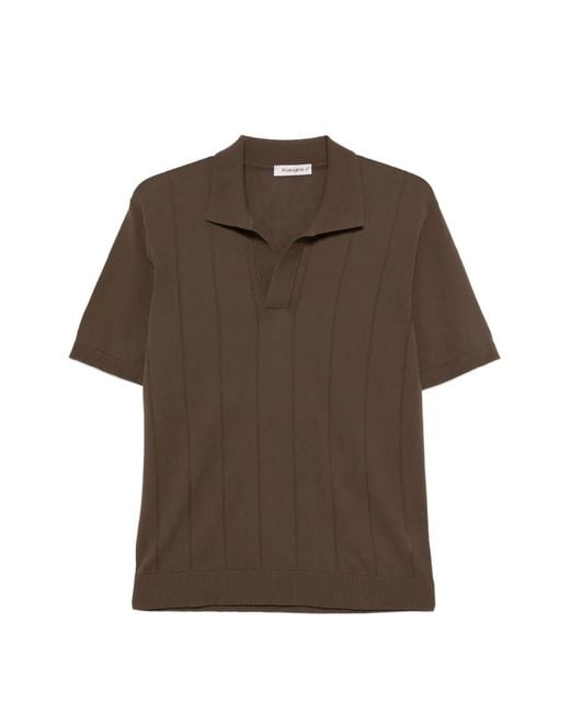 Kangra Brown Pointelle-Knit Polo-Collar T-Shirt for men