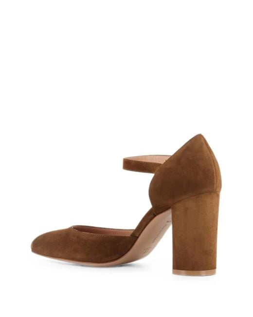 Gianvito Rossi Brown Suede Block-Heel Pumps
