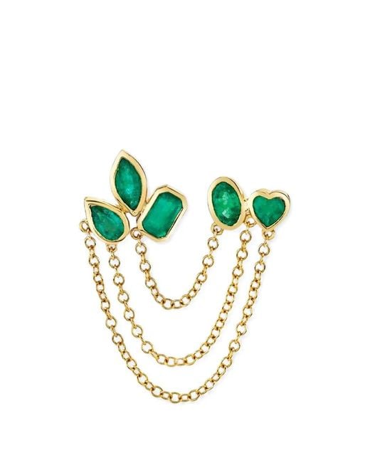 SHAY Blue Emerald Double-Chain Stud Earrings