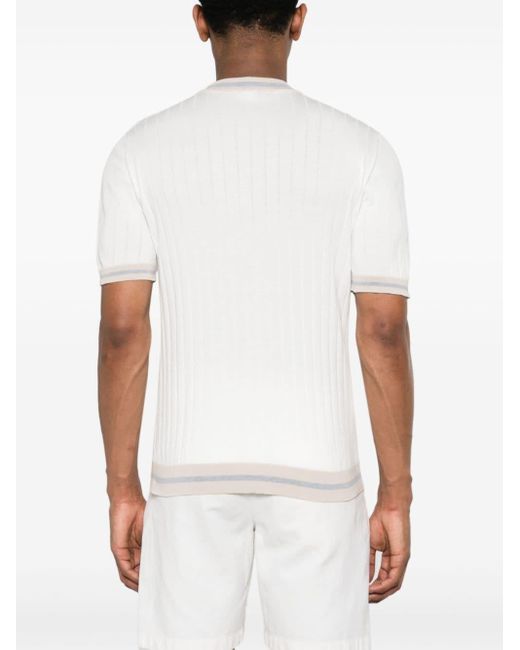 Eleventy White Knitted Short-sleeve Jumper for men