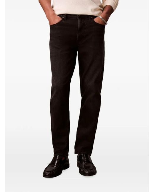 Calvin Klein Black Logo-Patch Straight-Leg Jeans for men