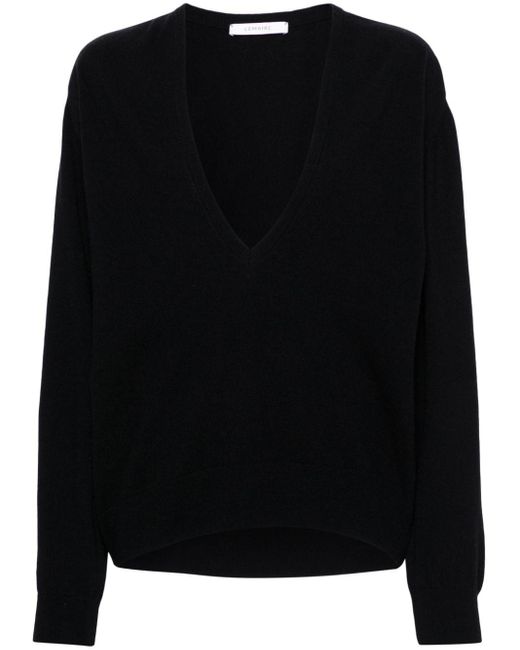 Lemaire Black Pullover mit V-Ausschnitt