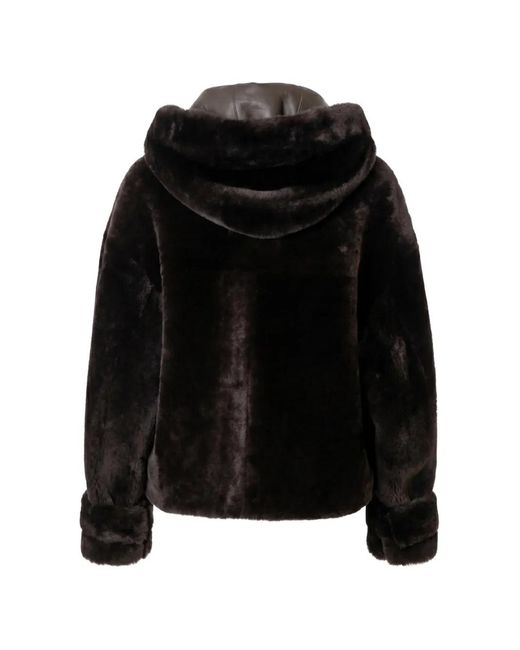 Blancha Black Hooded Shearling Jacket
