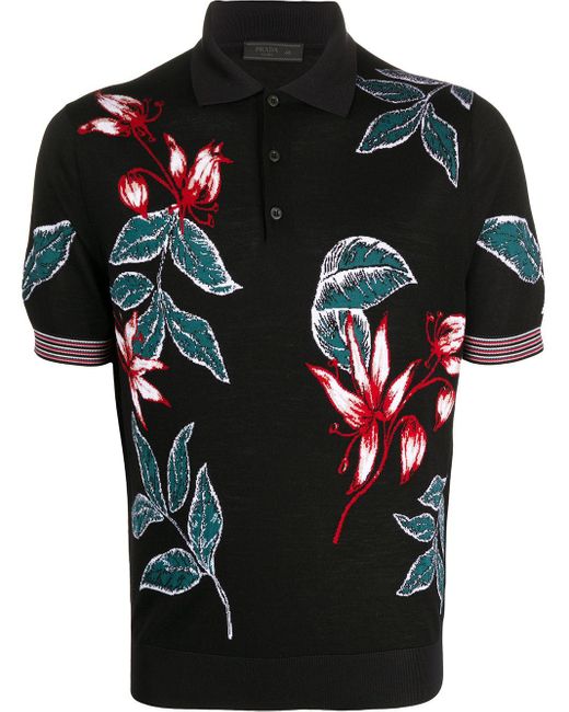 floral polo black