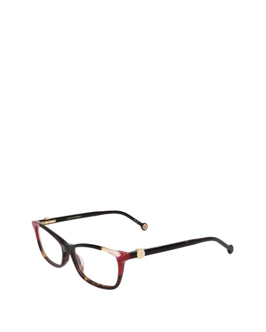 Carolina Herrera Red Rectangle-Frame Glasses