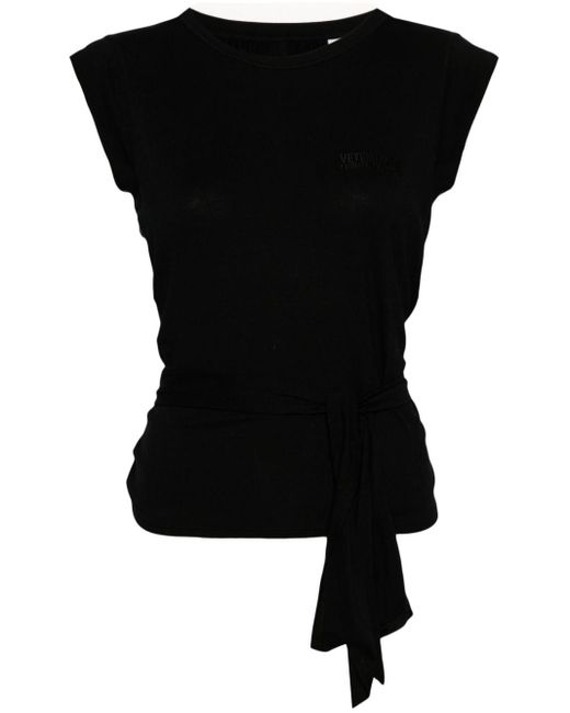 Strap-detail cap-sleeves T-shirt di Vetements in Black
