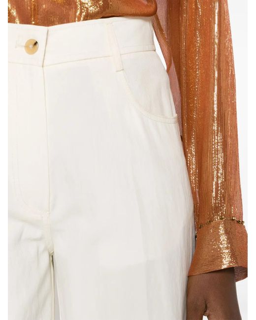 Pantalones anchos con cierre de botón Forte Forte de color White