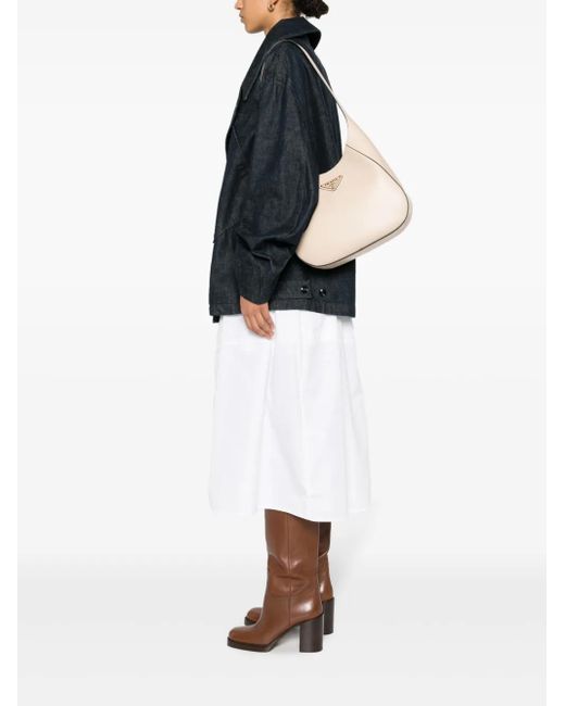Prada Natural Triangle Logo Shoulder Bag