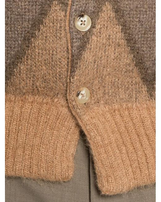 Second/Layer Brown Chevy Geometric-Pattern Cardigan for men