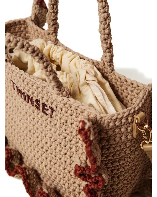 Twinset Brown Ruffled-Trim Tote Bag
