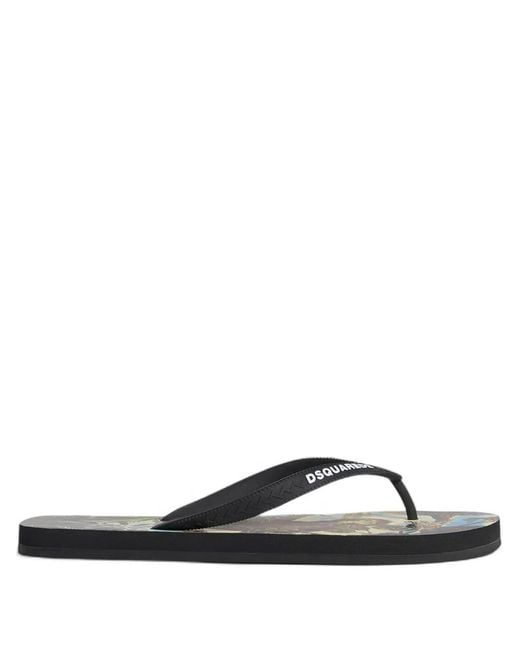 DSquared² Black Monkey Business Flip Flops for men