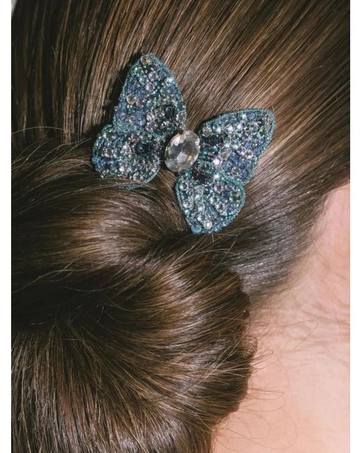 Jennifer Behr Green Abbie Crystal Butterfly Hair Clip