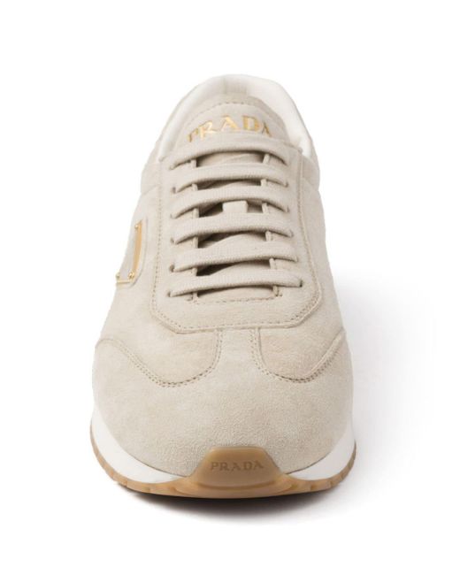 Prada White Rank Suede Sneakers for men