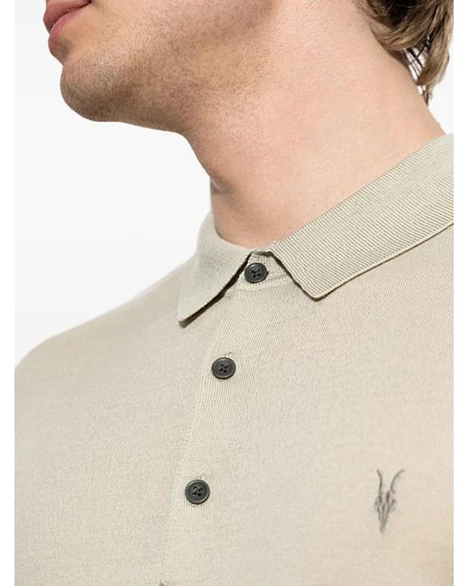 AllSaints White Mode Short-Sleeve Wool Polo Shirt for men