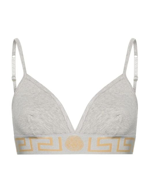 Versace Gray Greca-Underband Triangle Bralette
