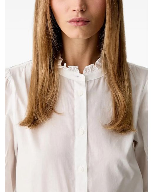 Rag & Bone White Ruffled Puff-Sleeve Blouse