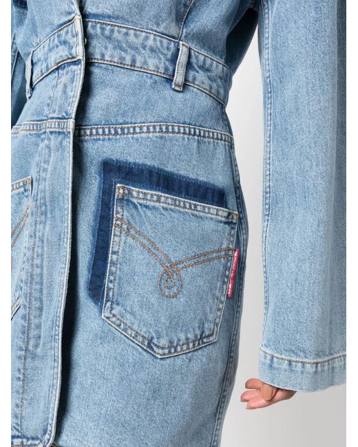 Moschino Blue Notched-Lapel Denim Minidress