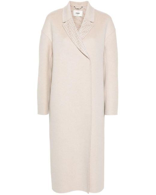 Manteau mi-long à motif monogrammé Fendi en coloris White