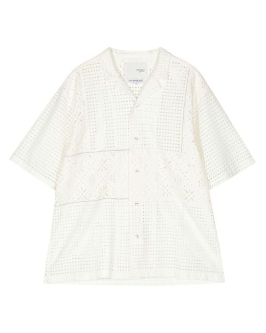 Yoshio Kubo White Short-sleeved Broderie-anglaise Shirt for men