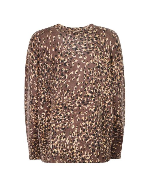 Twinset Brown Leopard-Pattern Cardigan