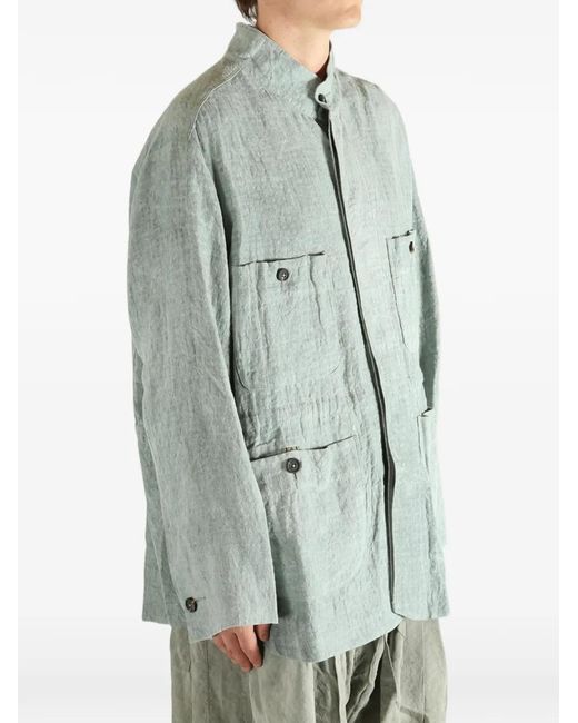 Ziggy Chen Blue Linen Shirt Jacket for men