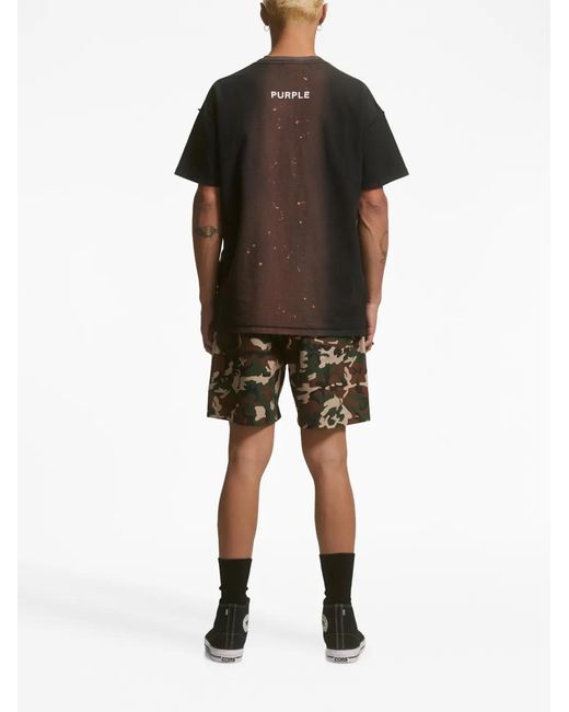 Purple Brand Brown Logo-Print Camouflage Shorts for men