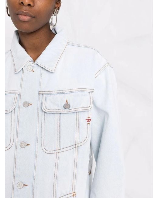 DIESEL Blue De-Flaminia Belted Denim Jacket