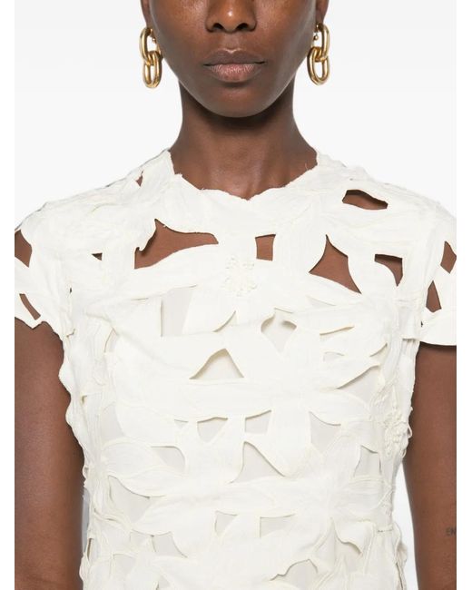 Jonathan Simkhai White Laser-Cut Midi Dress