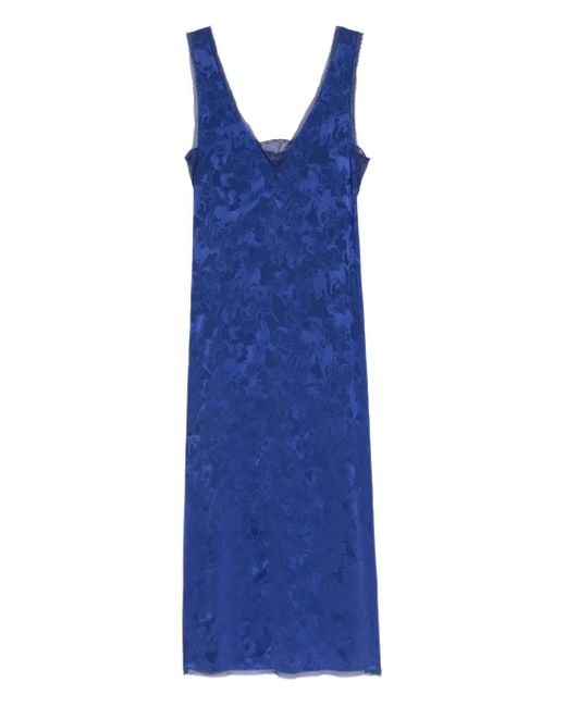 Zadig & Voltaire Blue Lace-Trim Midi Dress