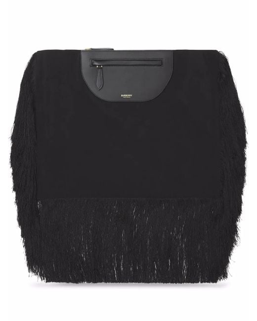 Burberry Black Olympia Fringe-Detail Clutch Bag