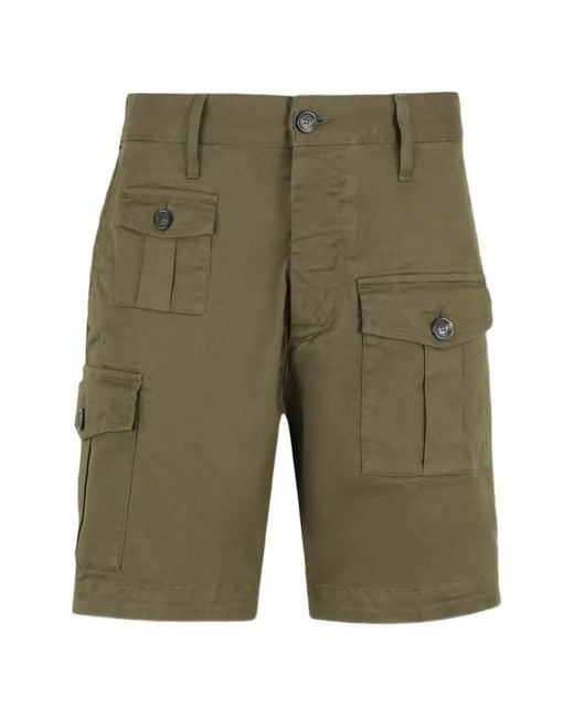 DSquared² Green Buttoned Cargo Shorts for men