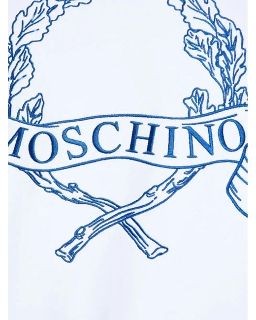 Moschino White Embroidered Sweatshirt for men