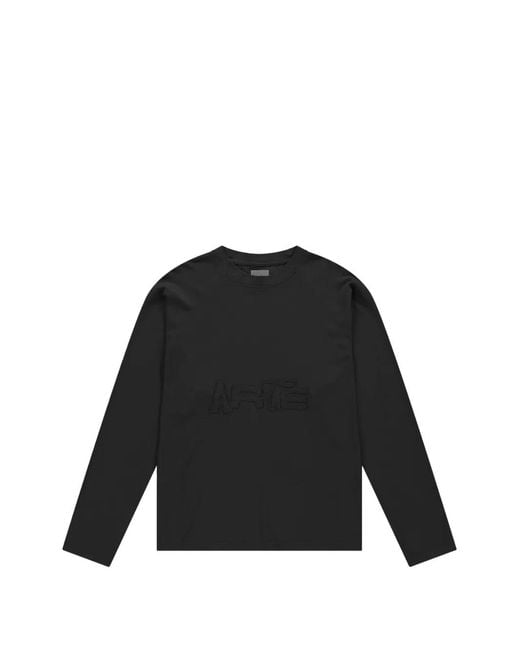Arte' Black Logo-Embroidered Crew-Neck Sweater for men