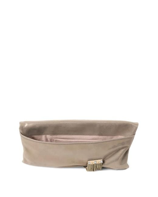 Jimmy Choo Natural Zandra Leather-Brass Clutch Bag