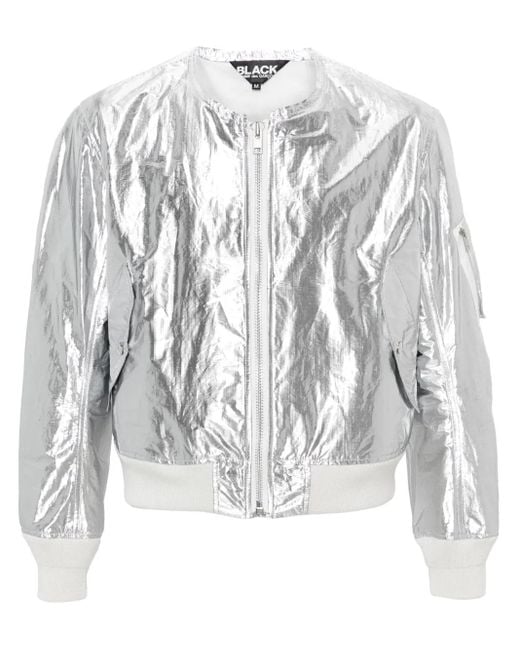 COMME DES GARÇON BLACK White Bomberjacke Mit Metallic-Finish