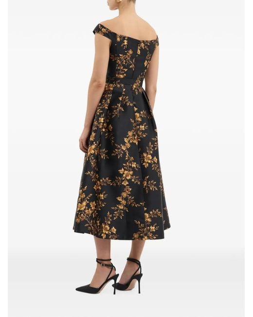 Rebecca Vallance White Gilded Floral Midi Dress