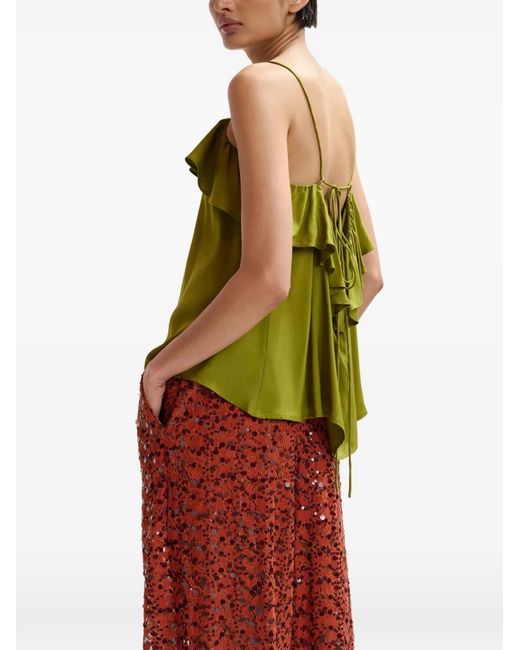 Essentiel Antwerp Green Ruffled-Neck Blouse