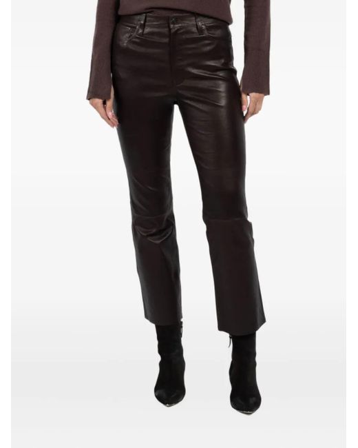 FRAME Brown Leather Flared Trousers