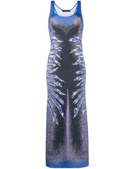 Y. Project Blue Whisker-print Sleeveless Maxi Dress