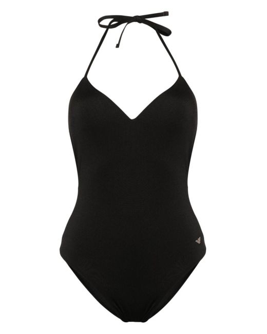 Emporio Armani Black Rhinestone-logo Swimsuit