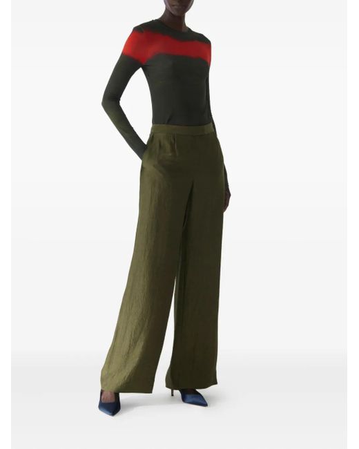 Jason Wu Green Crinkled-Satin Trousers