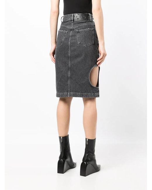 Off-White c/o Virgil Abloh Gray Meteor Denim Pencil Skirt