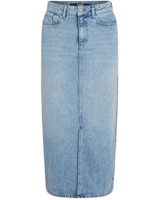 Jupe en jean à coupe longue Karl Lagerfeld en coloris Blue