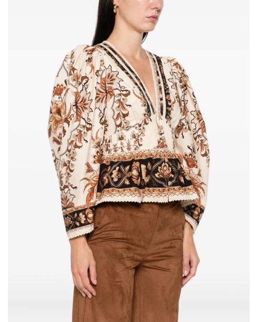 Farm Rio Natural Floral-Print Shirt